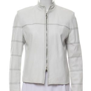 St. John Sport Winter White Italian Leather Jacket